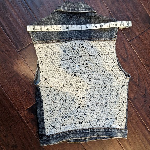 Denim Vest with Crochet Back - Picture 5 of 9
